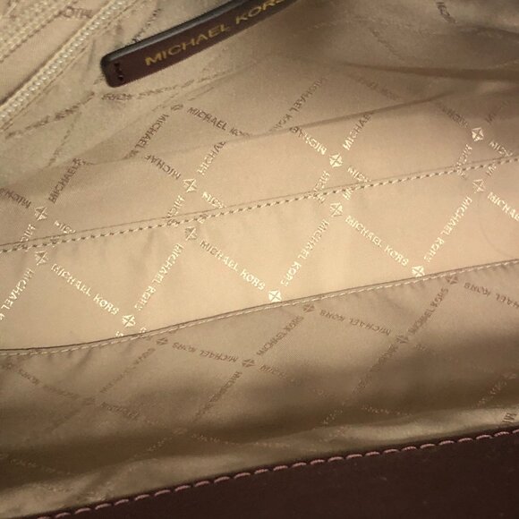 Michael Kors Burgundy Embossed Leather Satchel - Picture 6 of 14